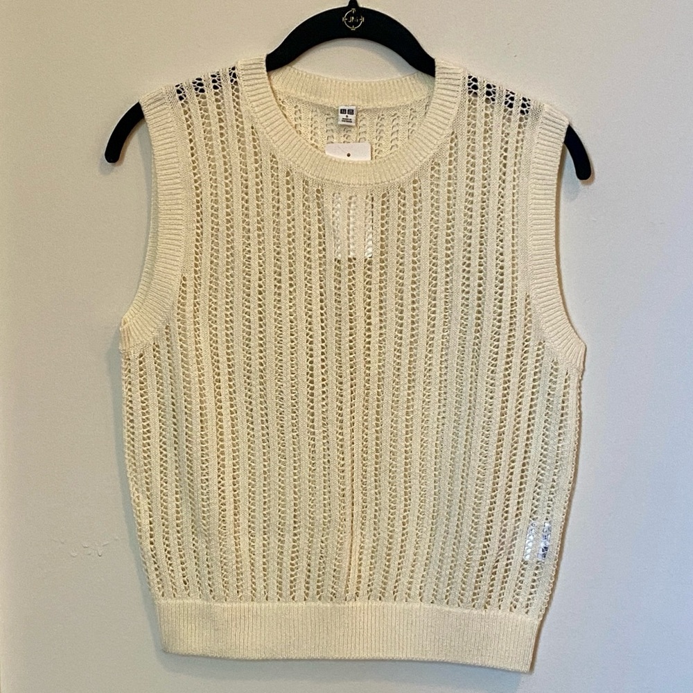 Cream Sleeveless Knit Top